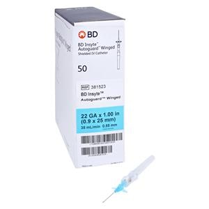 Insyte Autoguard IV Catheter Shielded 22 Gauge 1" Blue 50/Bx