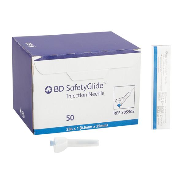 SafetyGlide Hypodermic Needle 23gx1" Turquoise Safety Low Dead Space 50/Bx, 10 BX/CA