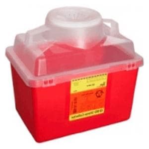 Sharps Container 14qt Red/Clear 8-8/10x12-8/10x11-1/2" Hng Ld/Ndl Prt Plstc Ea