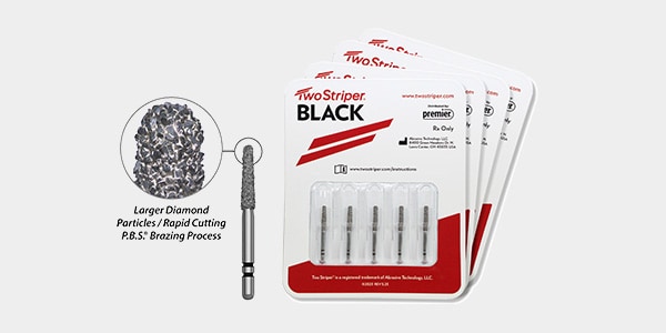 Two Striper<sup>®</sup> BLACK — Super Coarse Ultra-Premium Diamond Burs
